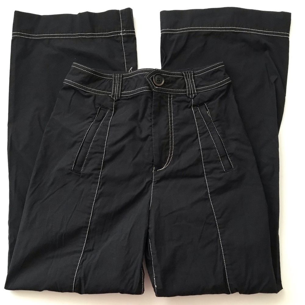Anthropologie Deep Navy Trousers with White Contrast Stitching